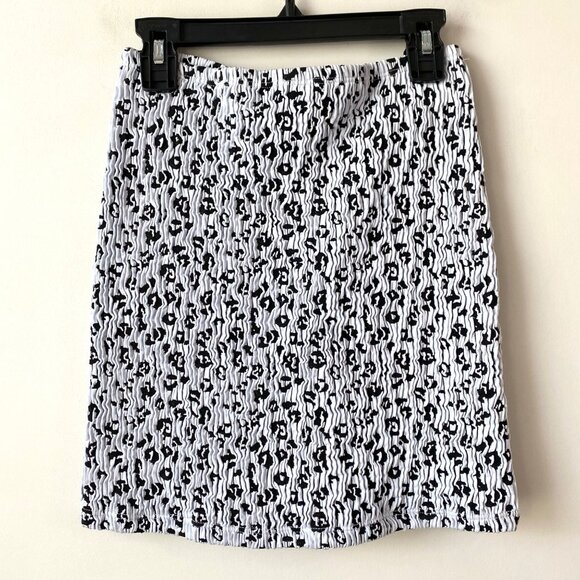Good American Always Fits Textured Leopard Print Mini Skirt Size S/M Blue Black - Picture 5 of 6